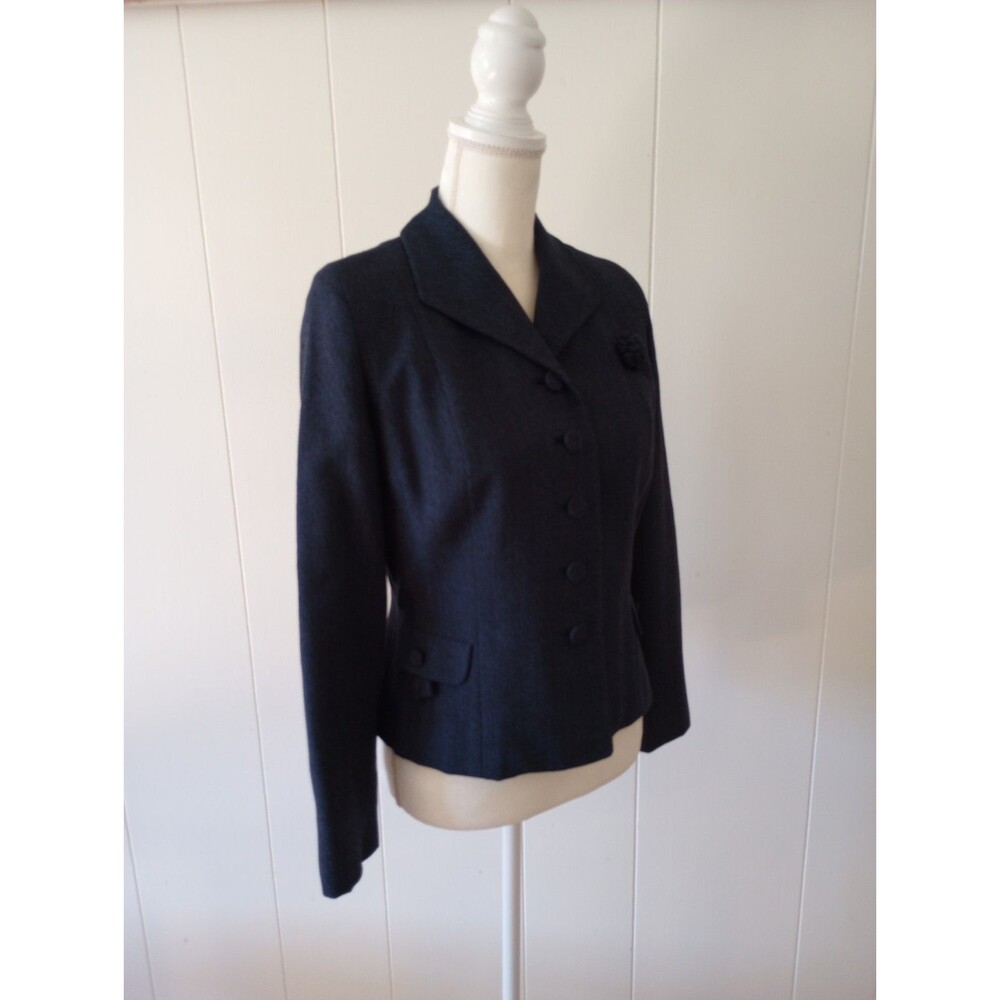 Vintage Hahne & Co Wool Blazer Jacket Women's Small Navy Blue Button Front 1950s - Picture 7 of 12